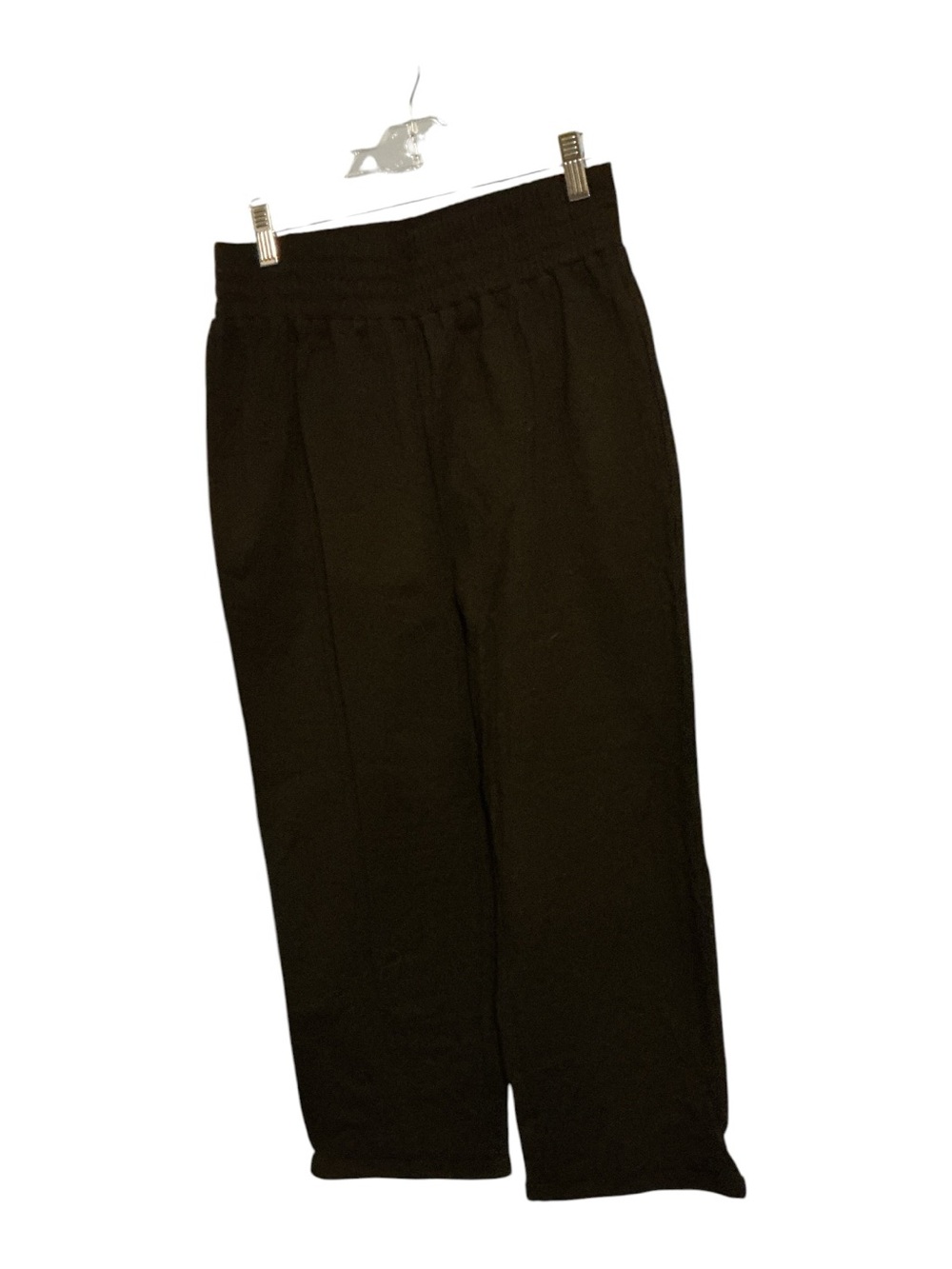 GREY LAB Black wide knit capri, elastic waste band,